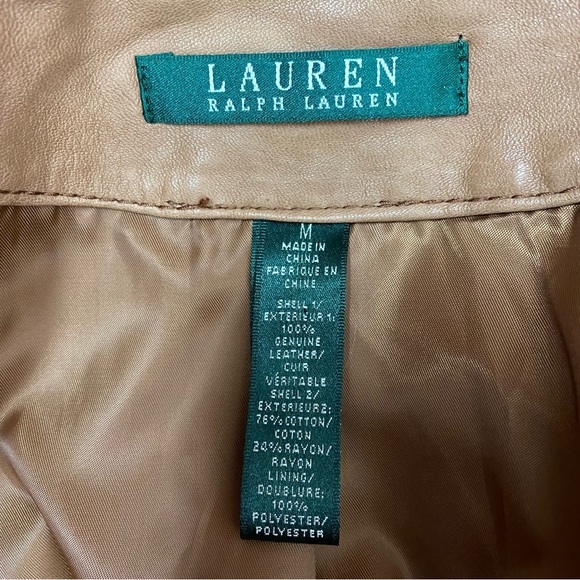 Lauren Ralph Lauren Leather Cotton Moto Jacket Size Medium - Picture 10 of 11